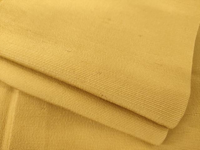 平和屋着物●上質な紬 ちぢみ織 色無地 黄土色 正絹 逸品 AABE4455ck