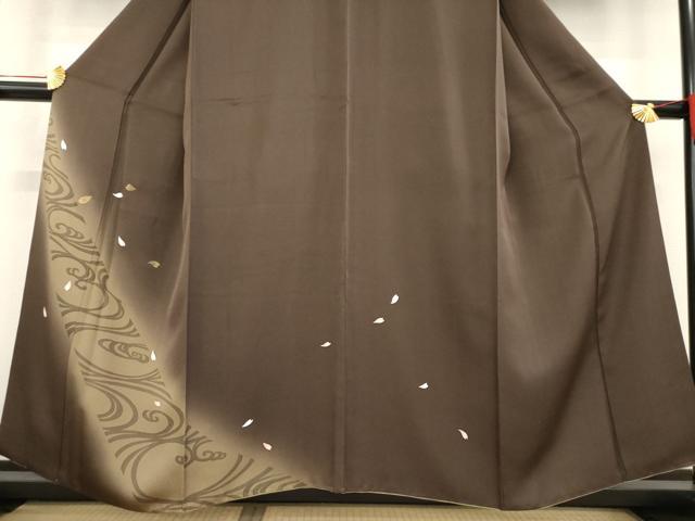 平和屋着物●訪問着　刺繍　流水花文　暈し染め　金糸　正絹　逸品　AABE4459ck