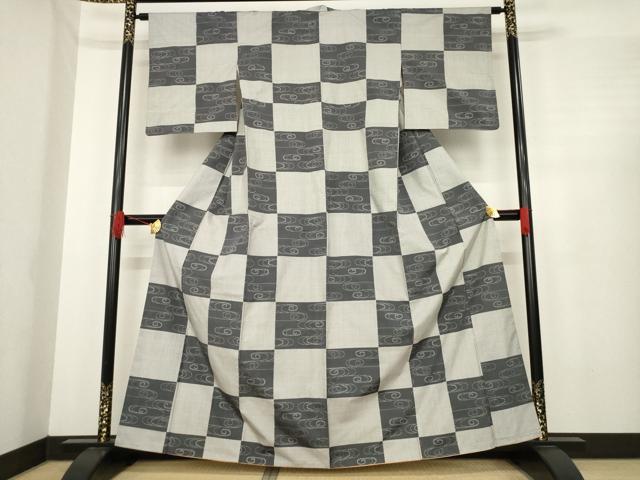 平和屋着物●上質な紬　流水文　正絹　逸品　AABE4470ck