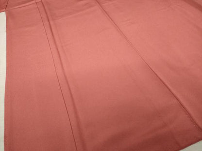 平和屋着物●上質な色無地　銀朱色　正絹　逸品　AABE4476ck