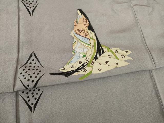 平和屋着物●京童人形絵師　高橋翠延　訪問着　女人文　金彩　正絹　逸品　未使用　AABE4478ck 平和屋着物○京童人形絵師 高橋翠延 訪問着 女人文 金彩