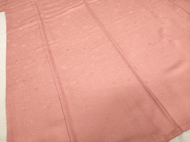 平和屋着物●上質な色無地 小花地紋 真赭色 やまと誂製 正絹 逸品 AABE4479ck