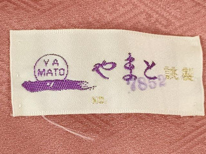平和屋着物●上質な色無地 小花地紋 真赭色 やまと誂製 正絹 逸品 AABE4479ck