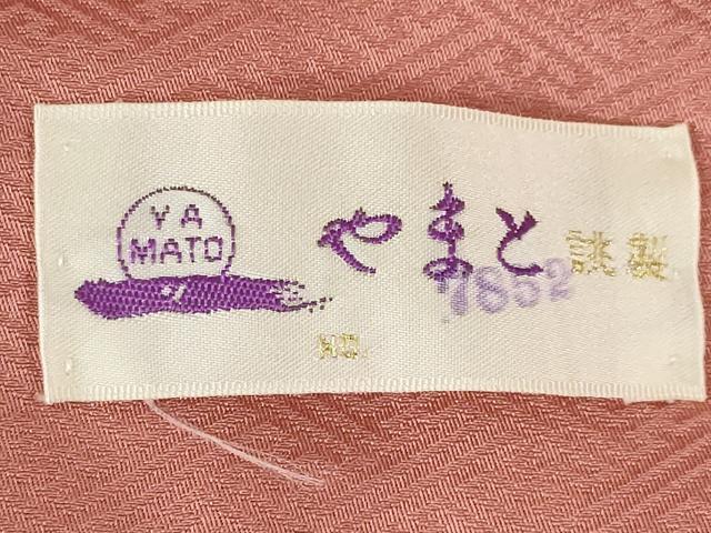 平和屋着物●上質な色無地 小花地紋 真赭色 やまと誂製 正絹 逸品 AABE4479ck