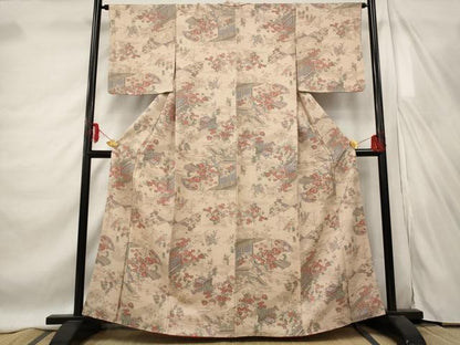 平和屋着物■上質な小紋　風景花文　正絹　逸品　AABE4540st