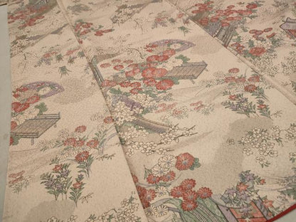 平和屋着物■上質な小紋　風景花文　正絹　逸品　AABE4540st