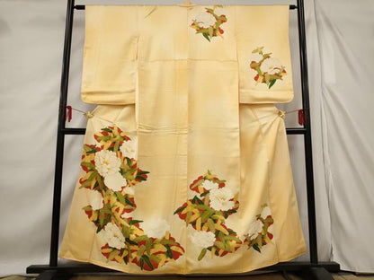 平和屋着物■訪問着 駒刺繍 草花文 暈し染め 金彩 正絹 逸品 AABE4554st