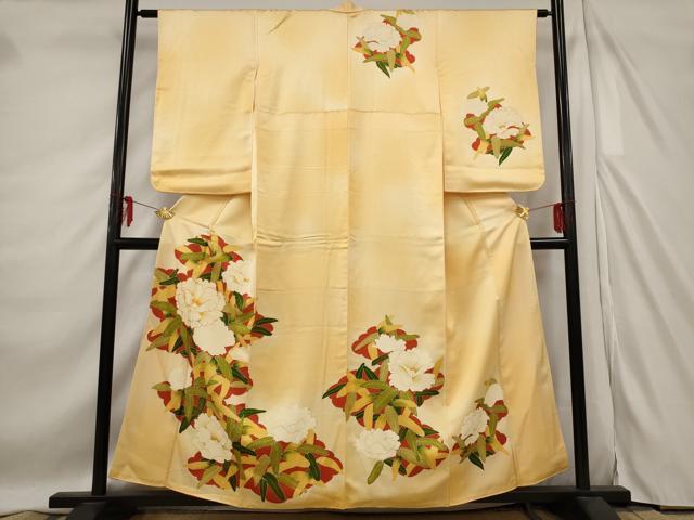 平和屋着物■訪問着 駒刺繍 草花文 暈し染め 金彩 正絹 逸品 AABE4554st