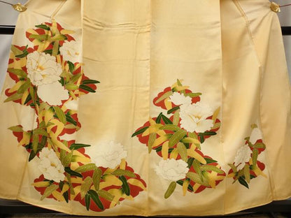 平和屋着物■訪問着 駒刺繍 草花文 暈し染め 金彩 正絹 逸品 AABE4554st