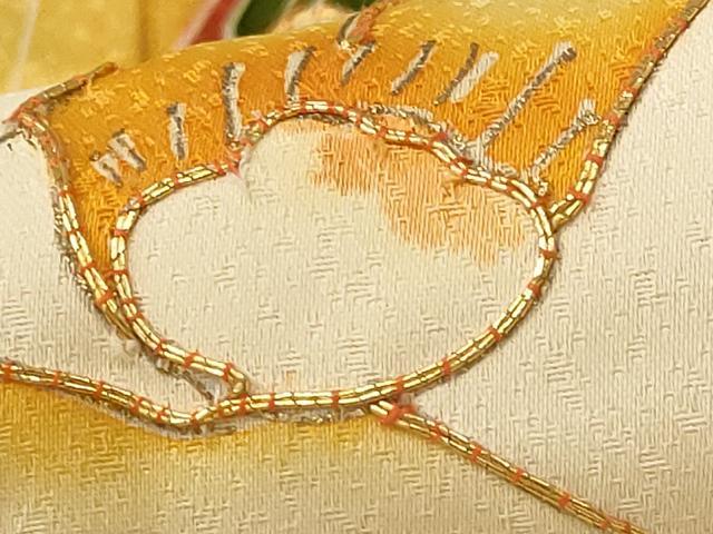 平和屋着物■訪問着 駒刺繍 草花文 暈し染め 金彩 正絹 逸品 AABE4554st