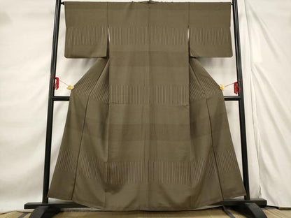 平和屋着物■上質な小紋　横段文　正絹　逸品　AABE4563st