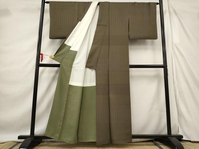 平和屋着物■上質な小紋　横段文　正絹　逸品　AABE4563st