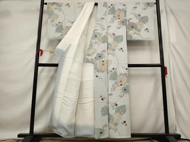 平和屋着物■上質な小紋　枝葉文　金糸　正絹　逸品　AABE4578st