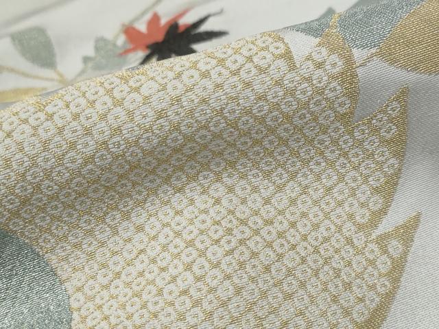 平和屋着物■上質な小紋　枝葉文　金糸　正絹　逸品　AABE4578st