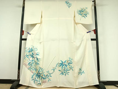 平和屋着物▽訪問着 単衣 童子花文 暈し染め 正絹 逸品 AABE4644jh