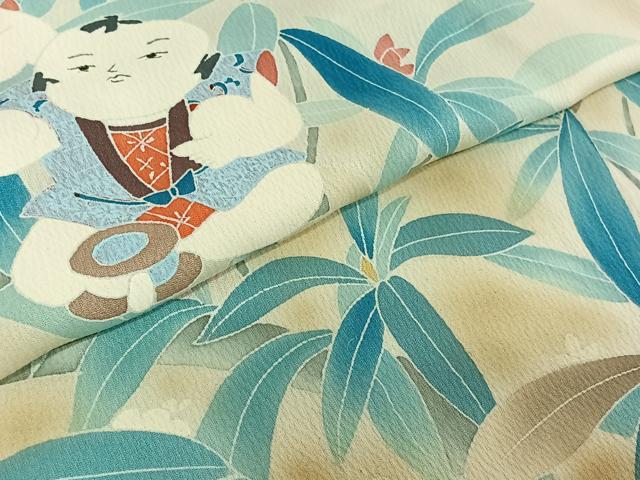 平和屋着物▽訪問着 単衣 童子花文 暈し染め 正絹 逸品 AABE4644jh
