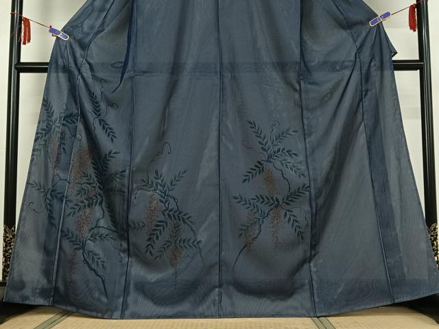平和屋着物▽訪問着 無双 絽袷 絽×絽 枝花文 正絹 逸品 AABE4646jh
