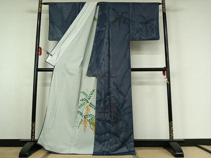 平和屋着物▽訪問着 無双 絽袷 絽×絽 枝花文 正絹 逸品 AABE4646jh