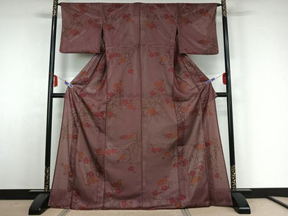 平和屋着物▽上質な小紋 無双 絽袷 絽×絽 草花文 正絹 逸品 AABE4647jh