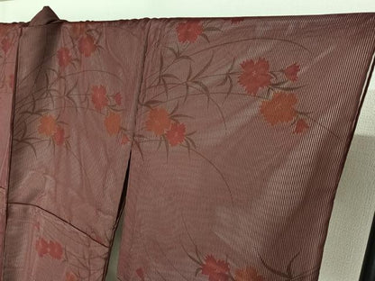 平和屋着物▽上質な小紋 無双 絽袷 絽×絽 草花文 正絹 逸品 AABE4647jh