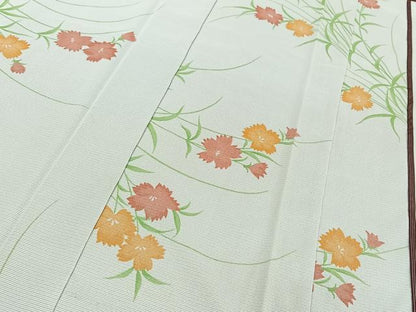 平和屋着物▽上質な小紋 無双 絽袷 絽×絽 草花文 正絹 逸品 AABE4647jh