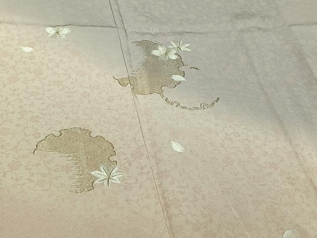 平和屋着物▽訪問着 単衣 総刺繍 雪輪花文 暈し染め 金糸 正絹 逸品 AABE4648jh