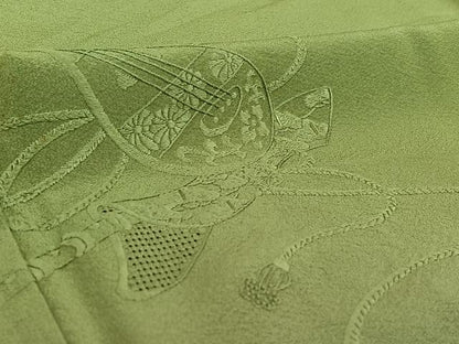 平和屋着物▽訪問着 単衣 中国三大刺繍 スワトウ刺繍 汕頭刺繍 楽器文 暈し染め 正絹 逸品 AABE4649jh