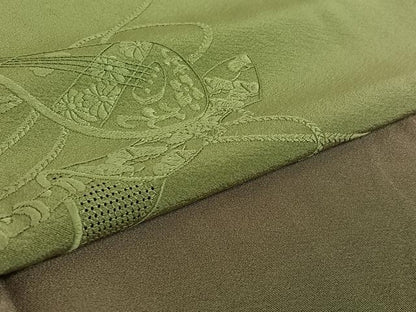 平和屋着物▽訪問着 単衣 中国三大刺繍 スワトウ刺繍 汕頭刺繍 楽器文 暈し染め 正絹 逸品 AABE4649jh