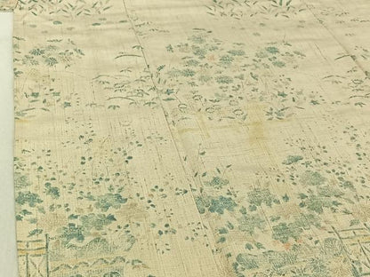 平和屋着物▽訪問着 単衣 紬地 風景花籬文 正絹 逸品 AABE4650jh