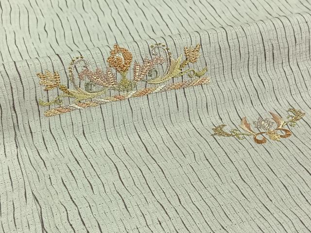 平和屋着物▽訪問着 単衣 絞り 刺繍 草花文 金糸 伊勢丹扱い 正絹 逸品 AABE4651jh