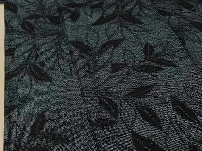 平和屋着物▽上質な紬 単衣 草葉文 正絹 逸品 AABE4655jh