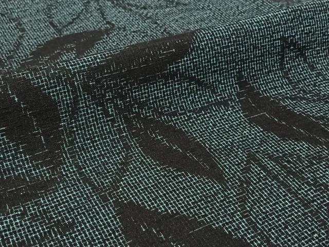 平和屋着物▽上質な紬 単衣 草葉文 正絹 逸品 AABE4655jh