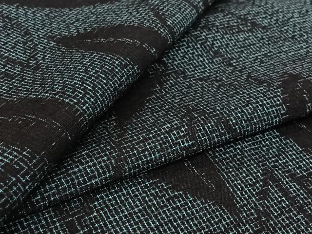 平和屋着物▽上質な紬 単衣 草葉文 正絹 逸品 AABE4655jh