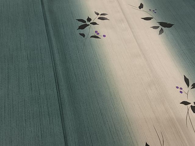平和屋着物▽染色作家　草野一騎　訪問着　単衣　草花文　暈し染め　金彩　ロング丈　正絹　逸品　AABE4656jh