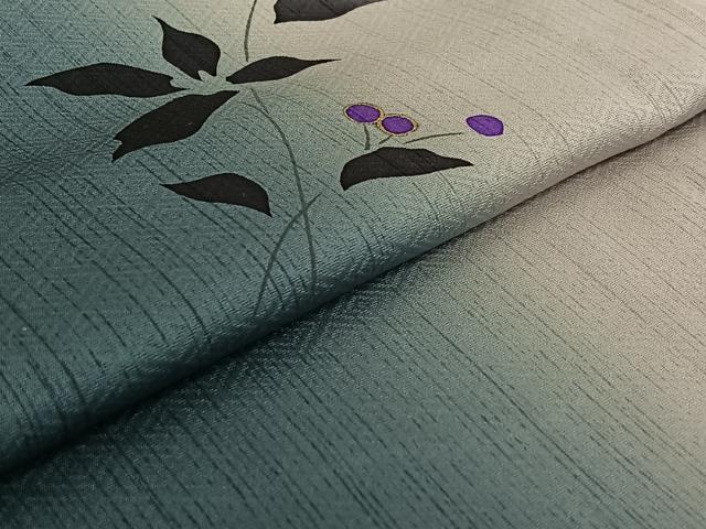 平和屋着物▽染色作家 草野一騎 訪問着 単衣 草花文 暈し