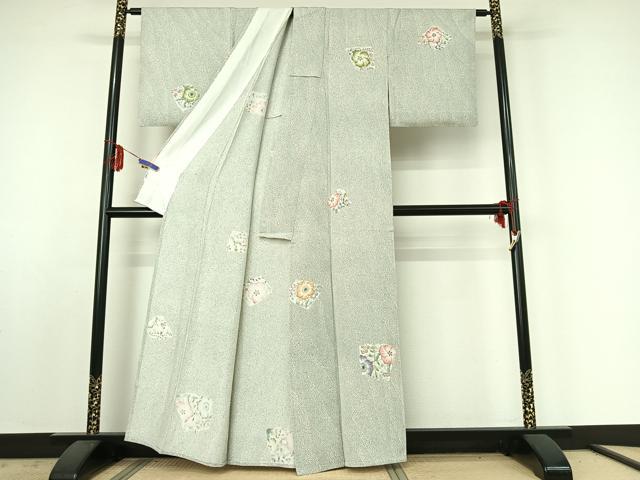 平和屋着物▽江戸小紋 単衣 辻が花 正絹 逸品 AABE4657jh