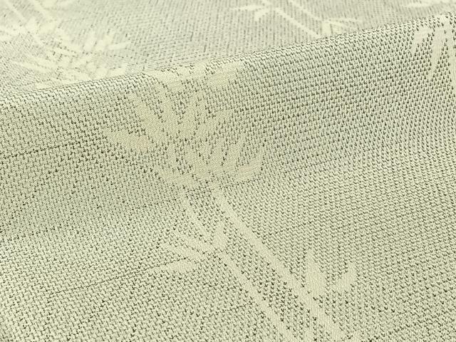 平和屋着物▽本塩沢 単衣 笹竹文 正絹 逸品 AABE4661jh
