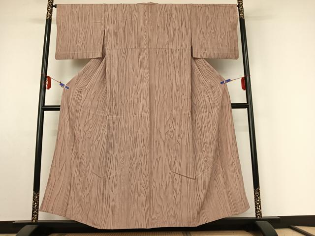 平和屋着物▽上質な小紋 単衣 杢目文 正絹 逸品 AABE4663jh