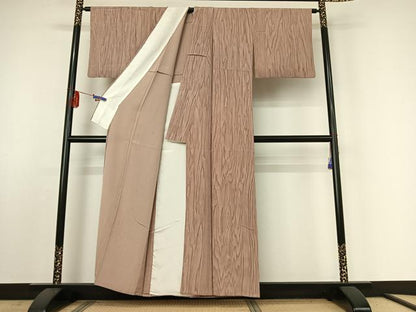 平和屋着物▽上質な小紋 単衣 杢目文 正絹 逸品 AABE4663jh