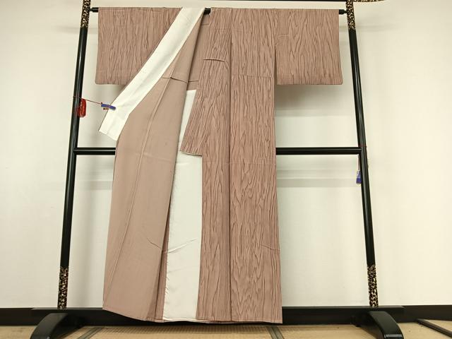 平和屋着物▽上質な小紋 単衣 杢目文 正絹 逸品 AABE4663jh