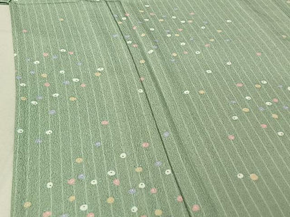 平和屋着物▽上質な小紋 単衣 丸文 正絹 逸品 AABE4664jh