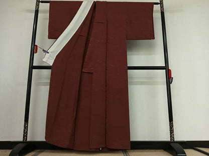 平和屋着物▽上質な色無地　単衣　浅蘇芳色　正絹　逸品　AABE4665jh