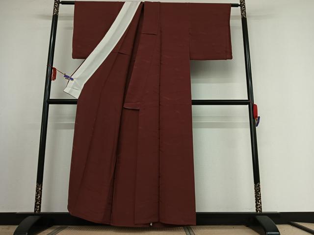 平和屋着物▽上質な色無地　単衣　浅蘇芳色　正絹　逸品　AABE4665jh