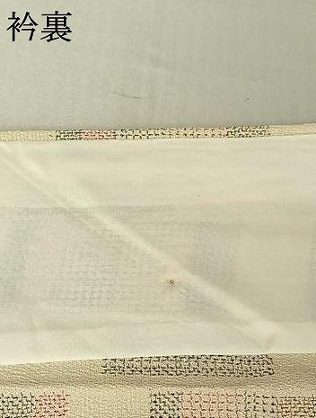 平和屋着物▽本塩沢　単衣　幾何学文様　正絹　逸品　AABE4666jh