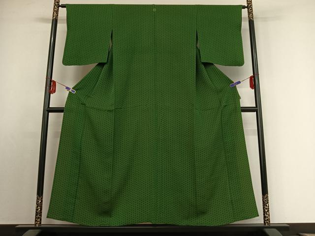 平和屋着物▽上質な小紋 単衣 麻の葉文様 正絹 逸品 AABE4668jh