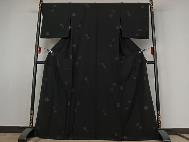 平和屋着物▽上質な小紋 単衣 丸文 さが美扱い 正絹 逸品 AABE4670jh
