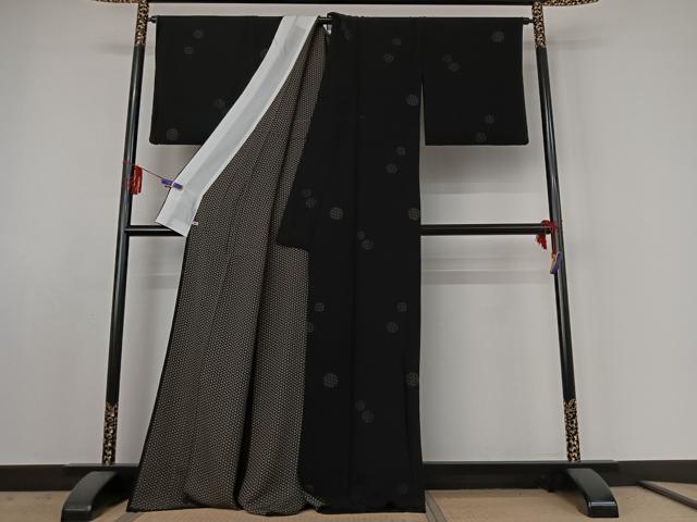 平和屋着物▽上質な小紋 単衣 丸文 さが美扱い 正絹 逸品 AABE4670jh