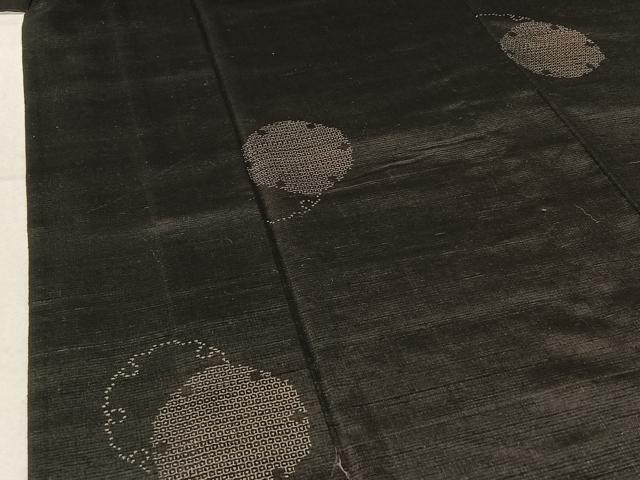平和屋着物▽結城紬　単衣　100亀甲　雪輪文　ロング丈　正絹　逸品　未使用　AABE4671jh