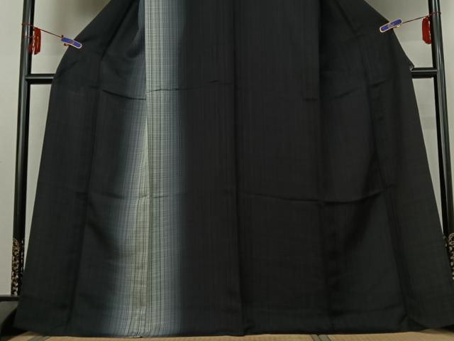 平和屋着物▽訪問着　単衣　格子　さが美扱い　正絹　逸品　AABE4672jh