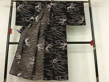 平和屋着物▽男性 小紋 単衣 立波文 洗える着物 AABE4675jh